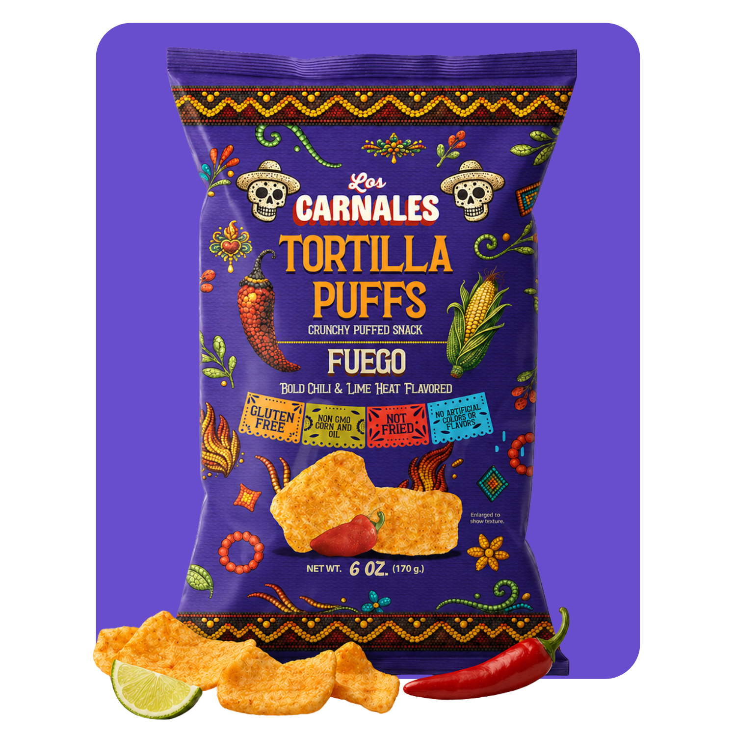 Fuego Tortilla Puffs - Los Carnales Foods