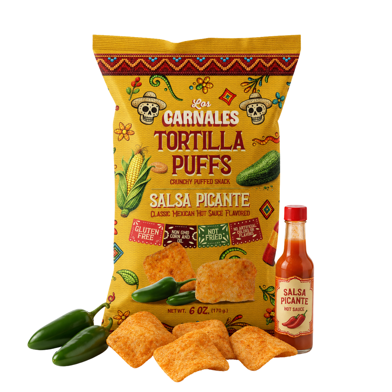 Salsa Picante Tortilla Puffs - Los Carnales Foods