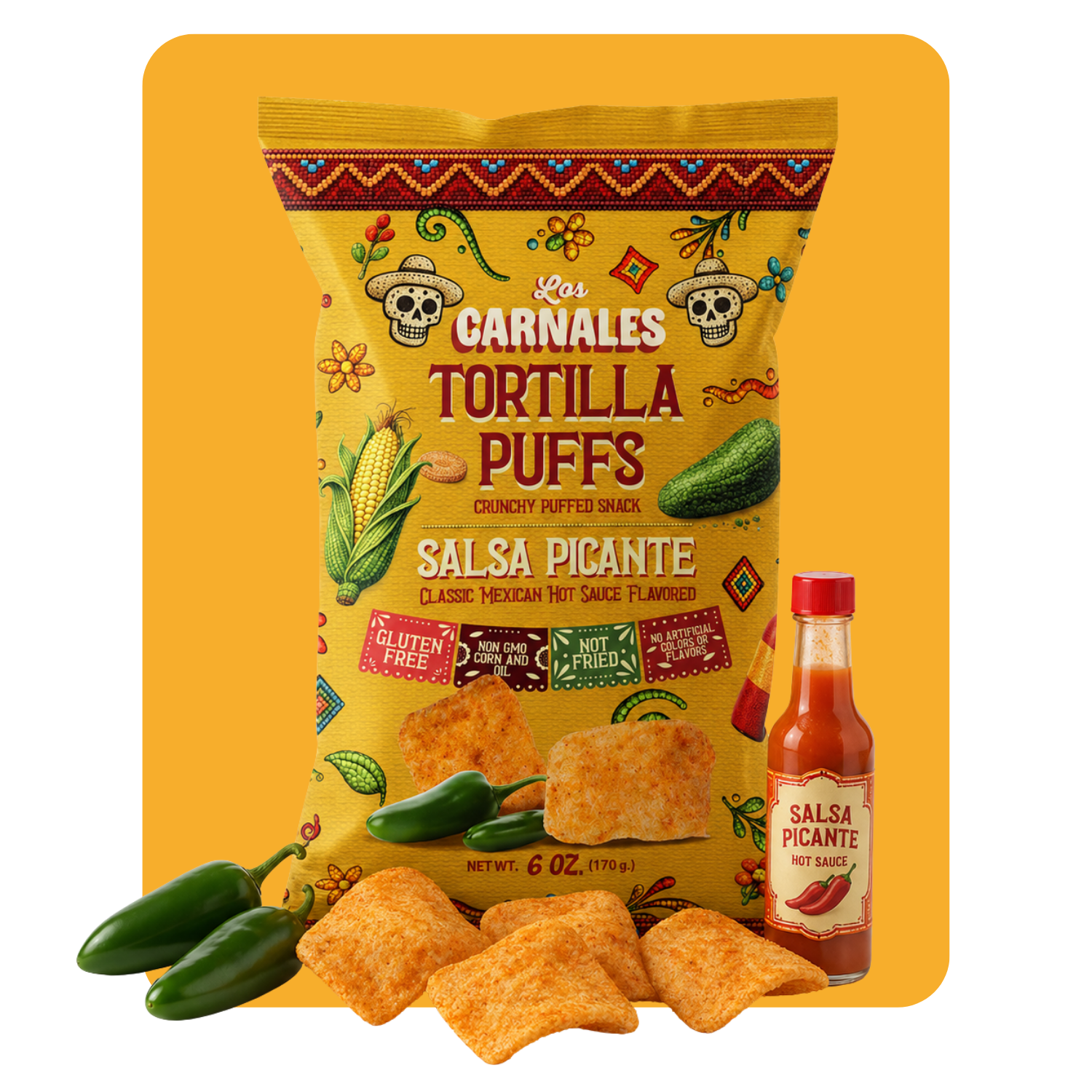 Salsa Picante Tortilla Puffs - Los Carnales Foods
