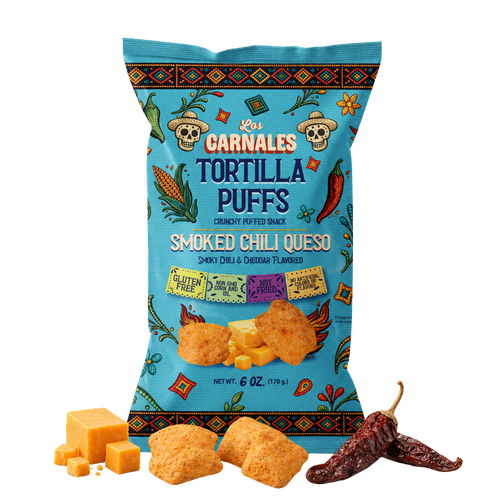 Smoked Chili Queso Tortilla Puffs - Los Carnales Foods
